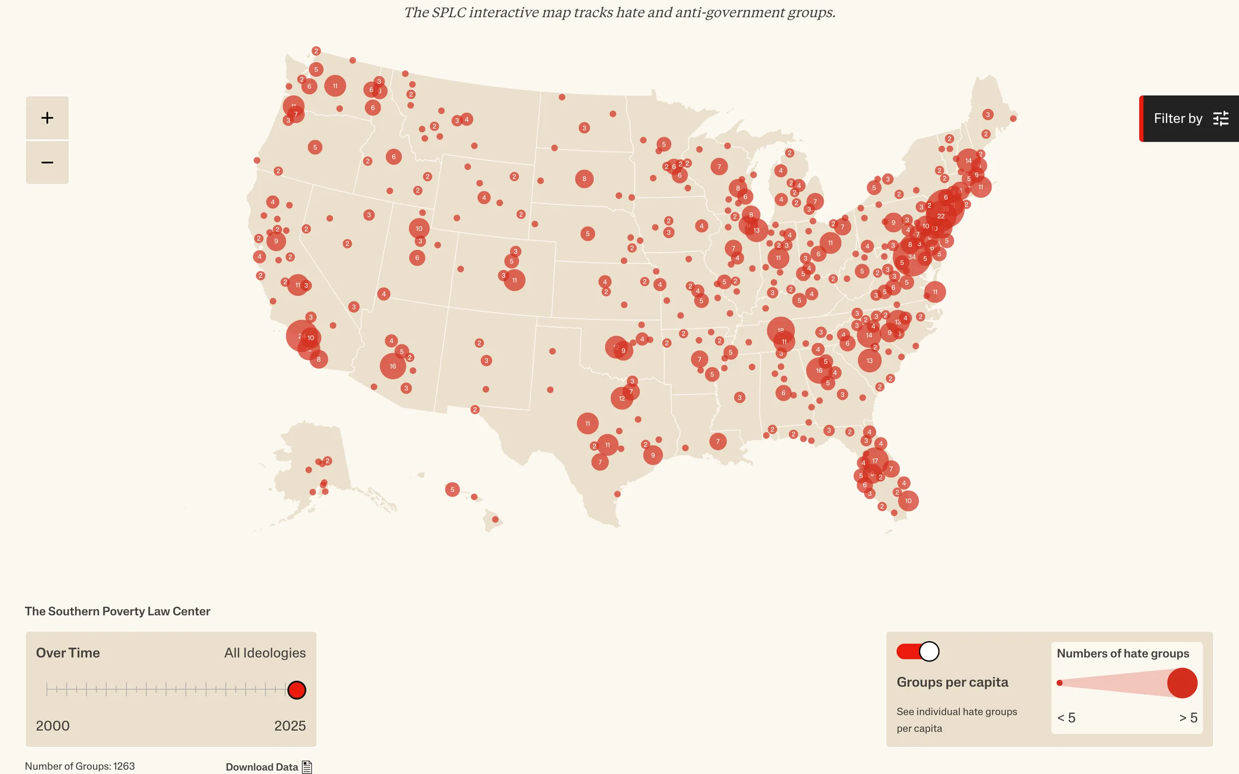 The Hate Map in 2025: 1,263 groups